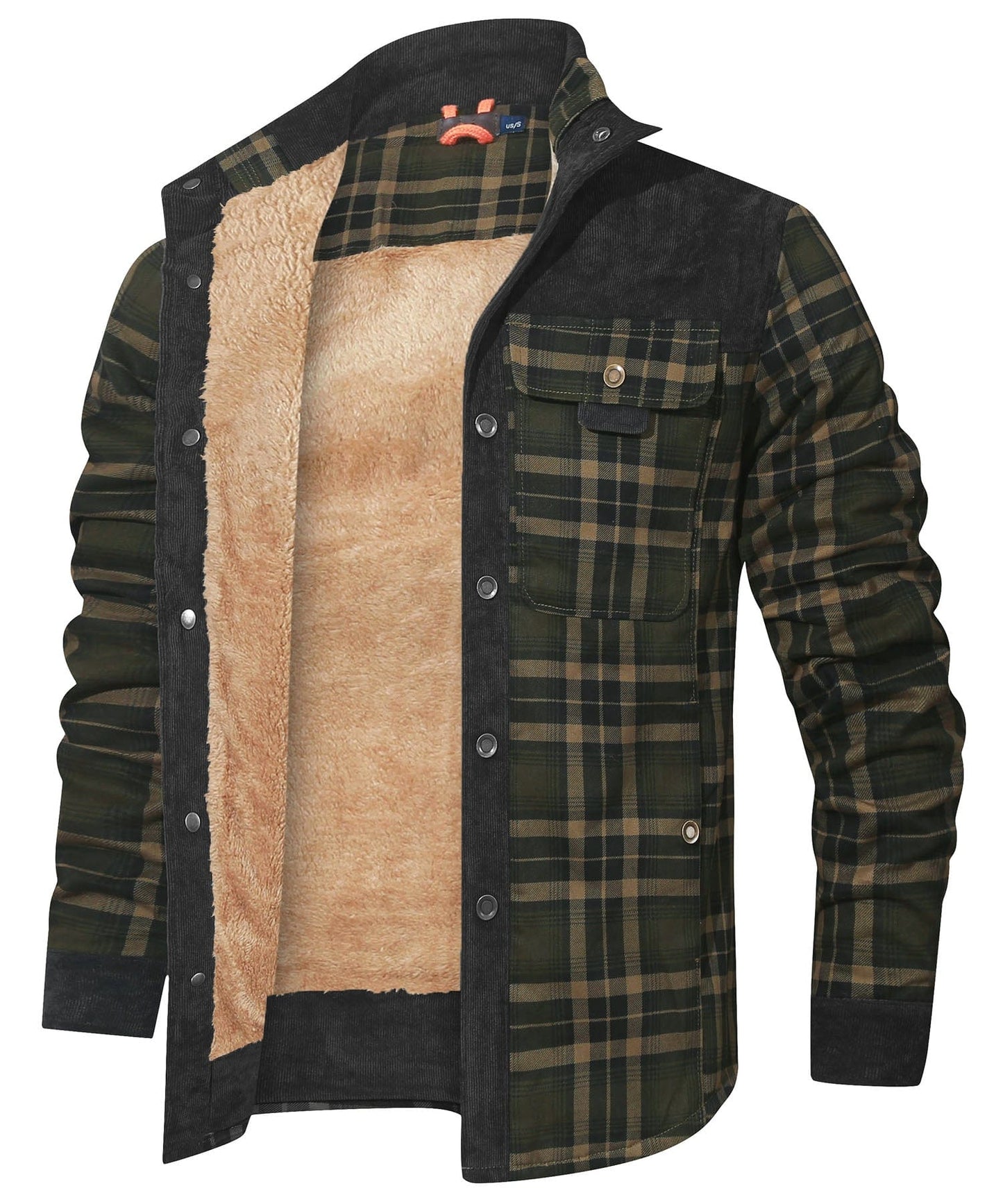 Robust Men's Flannel Coat with Faux Fur Lining for Warm, Durable and Protective