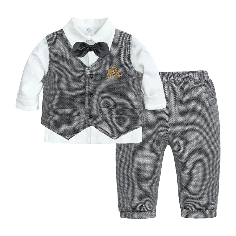 Set with Boys' Outfit Design for Babies and Toddlers with Waistcoat and Bow Tie