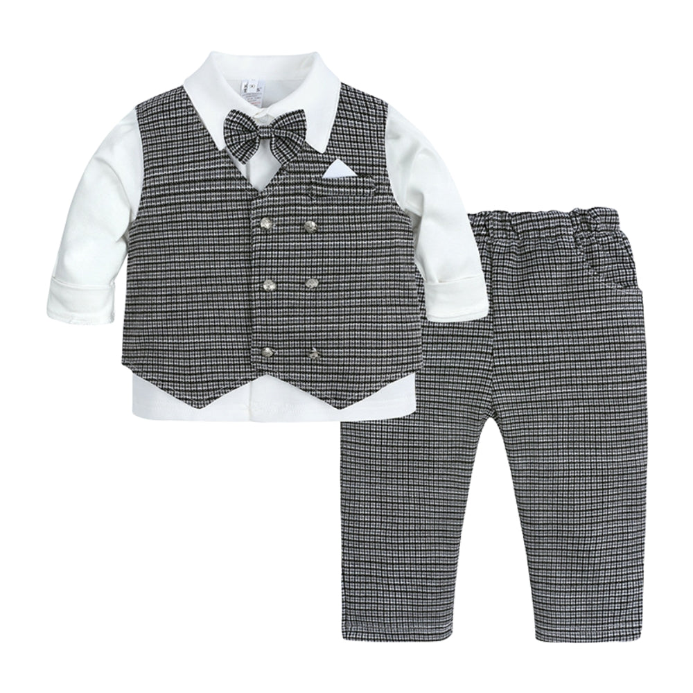 Set with Boys' Outfit Design for Babies and Toddlers with Waistcoat and Bow Tie