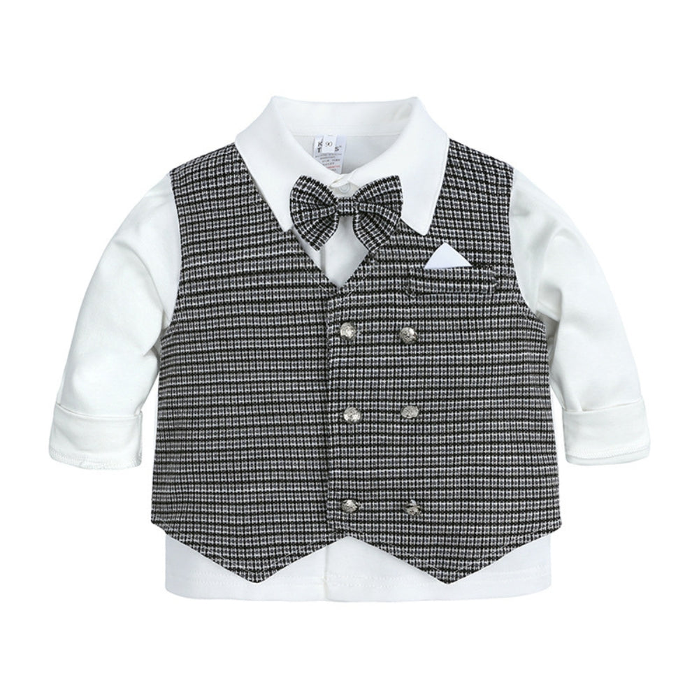 Set with Boys' Outfit Design for Babies and Toddlers with Waistcoat and Bow Tie