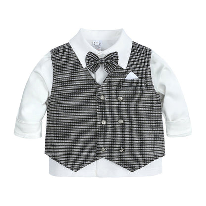 Set with Boys' Outfit Design for Babies and Toddlers with Waistcoat and Bow Tie