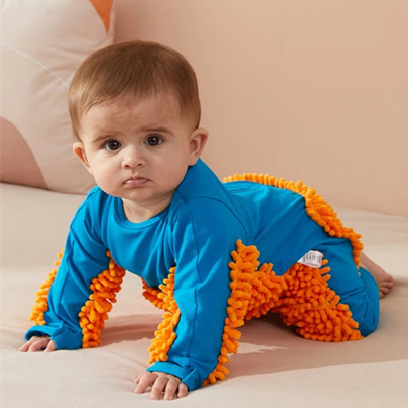 Baby Crawling Suit that Cleans the Floor for Playful Romper with Cleaning Microfibres