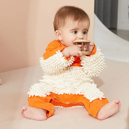 Baby Crawling Suit that Cleans the Floor for Playful Romper with Cleaning Microfibres