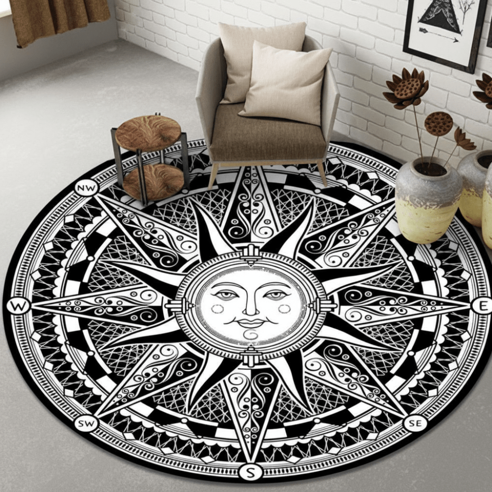Mat with Play Design for Babies and Children with Mandala Sun Design for Safe Play
