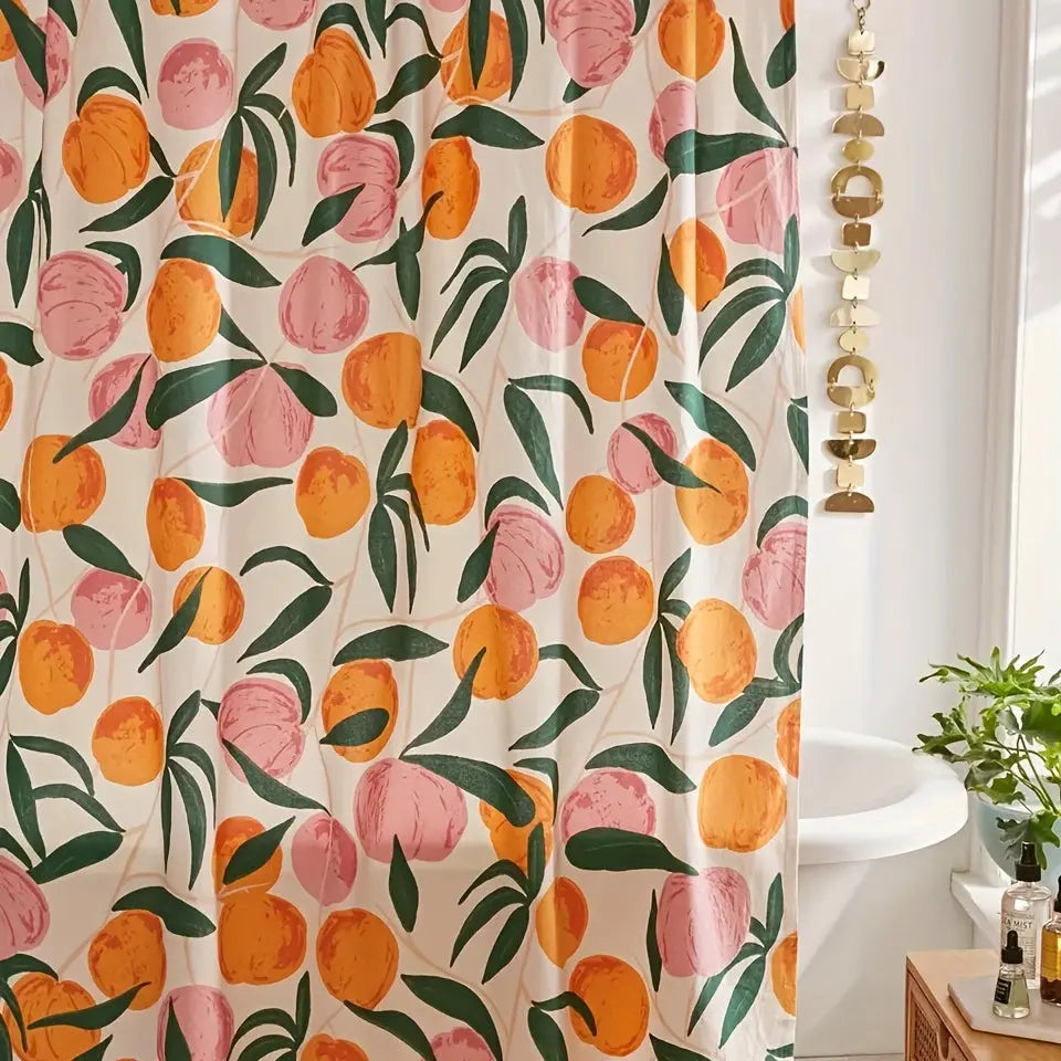 Curtain with Floral Shower Botanical Pattern with Fresh and Stylish Bathroom Look