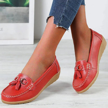 Ladies' Leather Slip-Ons with Comfortable Fit and Timeless Elegant Style