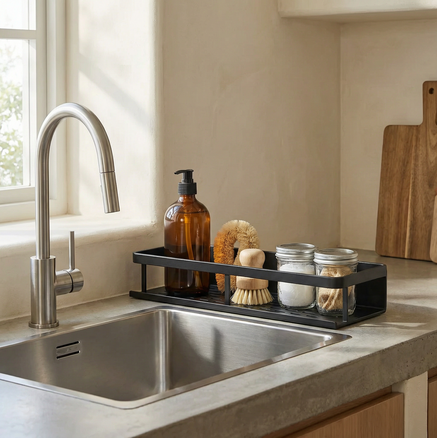 Shelf with Metal Kitchen Wall Black for Space-Saving Storage Rack with Hooks