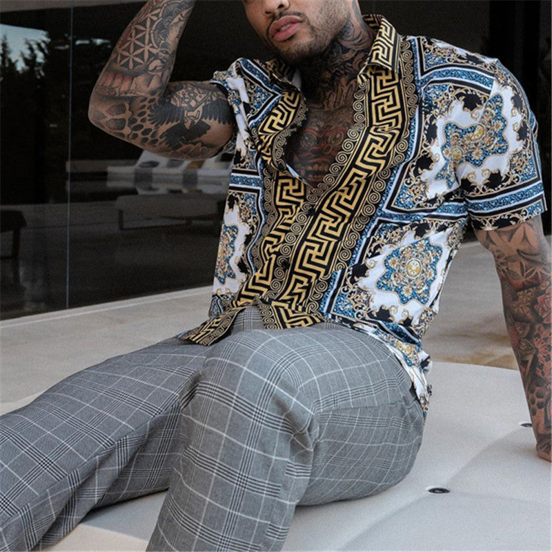 Set with Men's Summer Short Sleeves and Matching Shorts