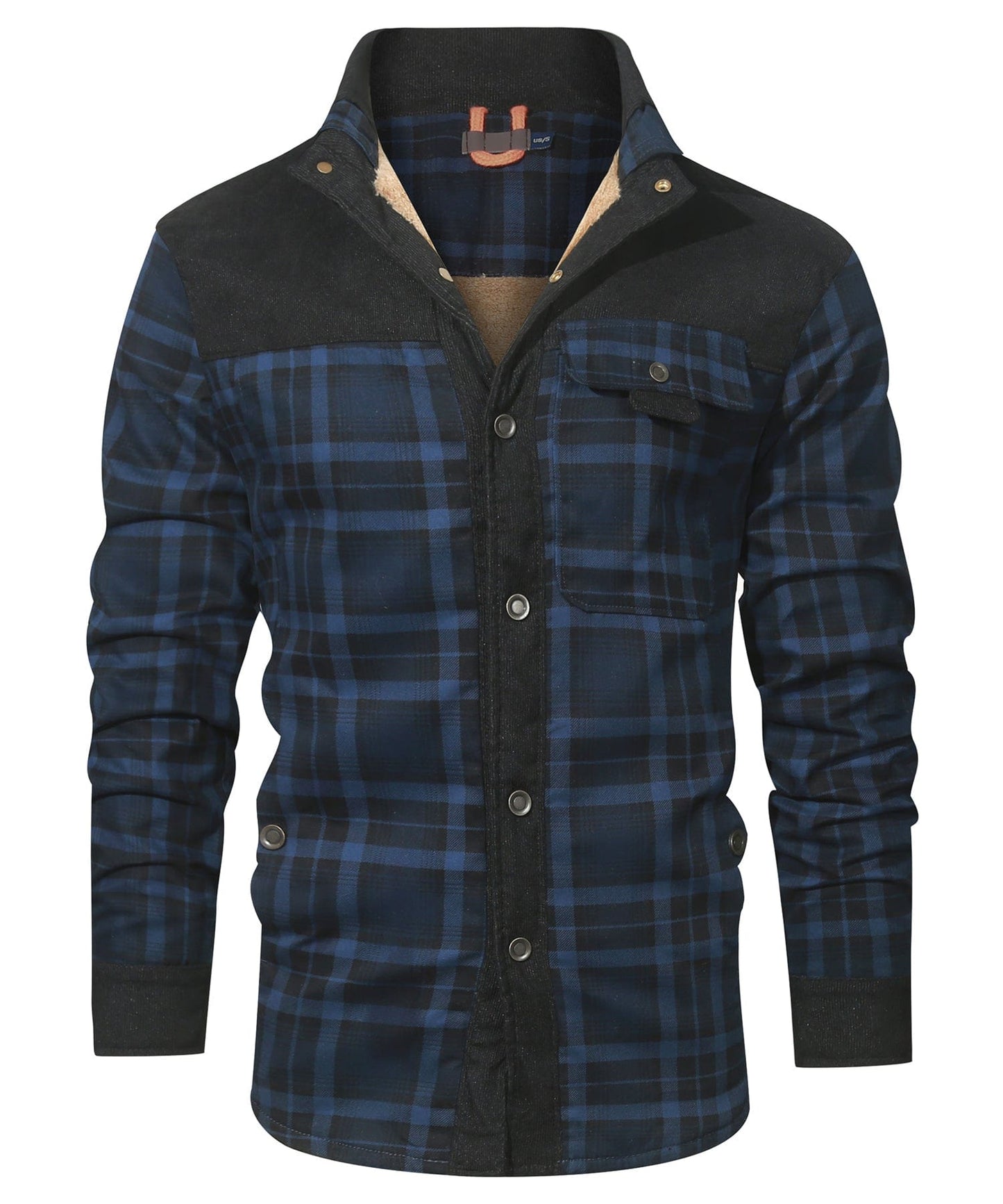 Robust Men's Flannel Coat with Faux Fur Lining for Warm, Durable and Protective