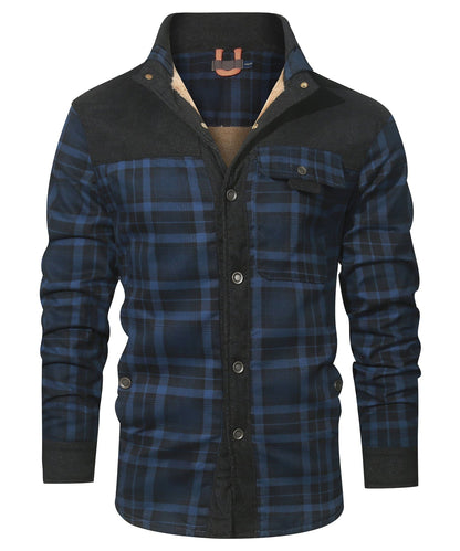Robust Men's Flannel Coat with Faux Fur Lining for Warm, Durable and Protective