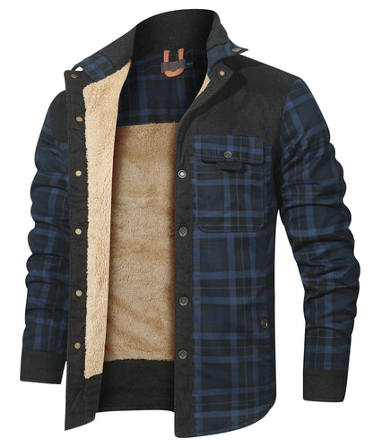 Robust Men's Flannel Coat with Faux Fur Lining for Warm, Durable and Protective