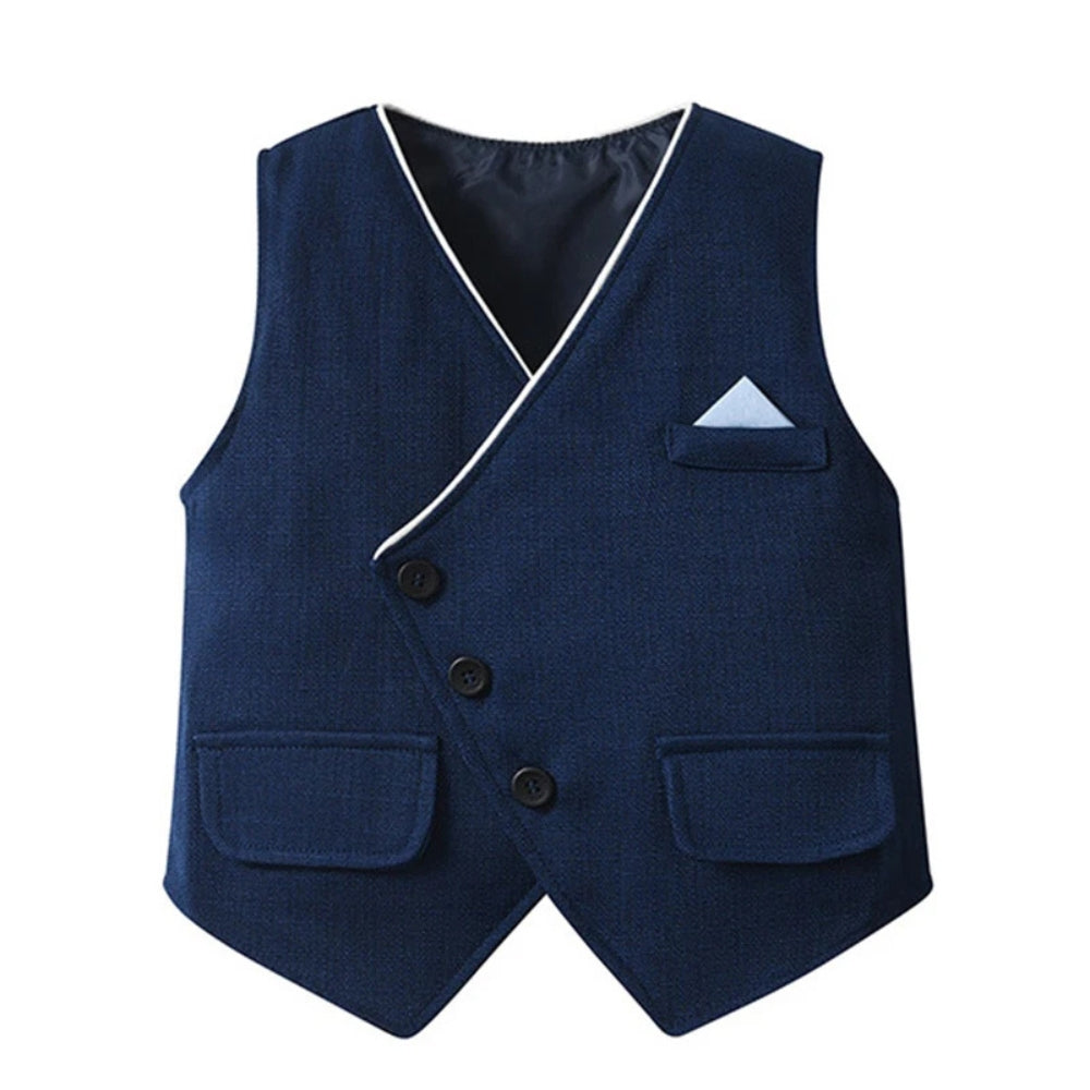 Chic Boys' 3-Piece Suit for Blue Shirt, Waistcoat and Trousers with Bow Tie