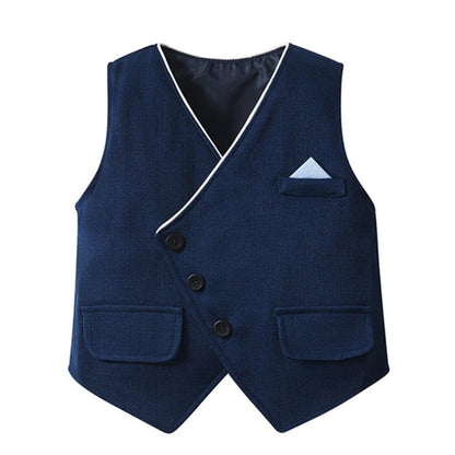 Chic Boys' 3-Piece Suit for Blue Shirt, Waistcoat and Trousers with Bow Tie