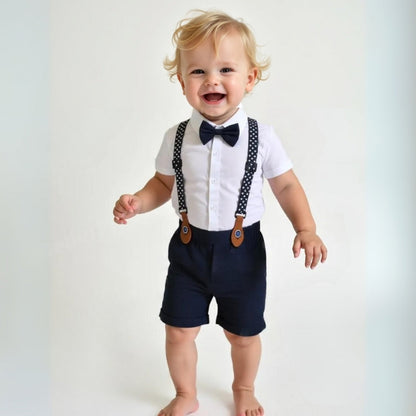 Chic Boys' 3-Piece Suit for Blue Shirt, Waistcoat and Trousers with Bow Tie