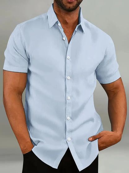 Light with Men's Short Sleeve Shirt Made from and Breathable Material