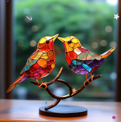 Light with Stained Glass Bird Window Decoration with Colourful Reflection for Interiors