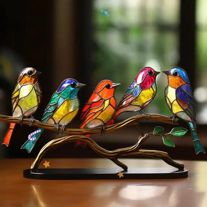 Light with Stained Glass Bird Window Decoration with Colourful Reflection for Interiors