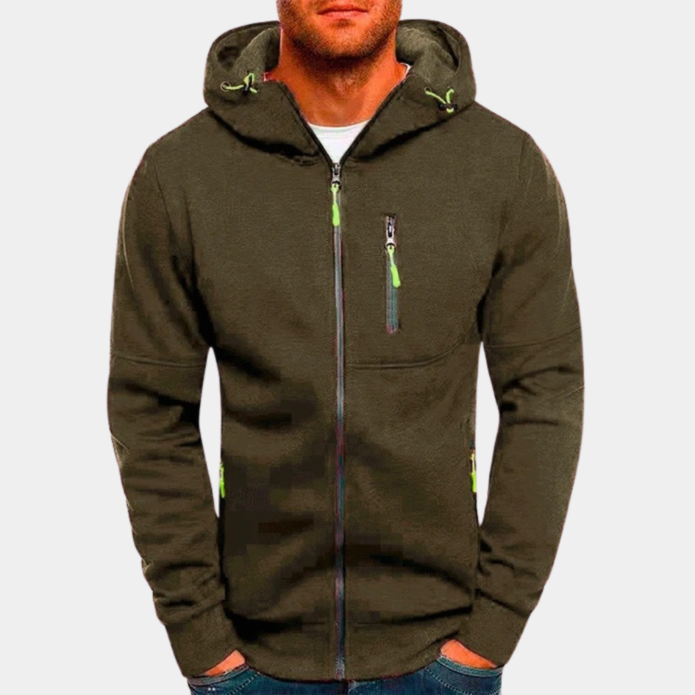 Men's Zip-Up Hoodie with Hood for a Comfortable Casual Look