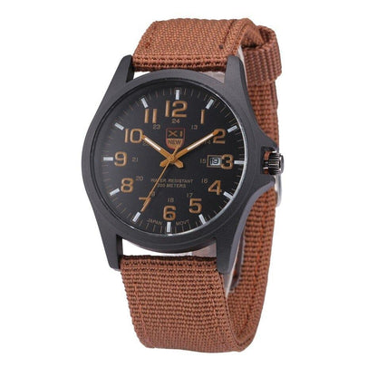 Watch with Robust Water-Resistant Men's Military Design and Date Function
