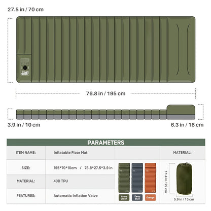 Inflatable Camping Mattress with Built-in Foot Pump and Compact Design