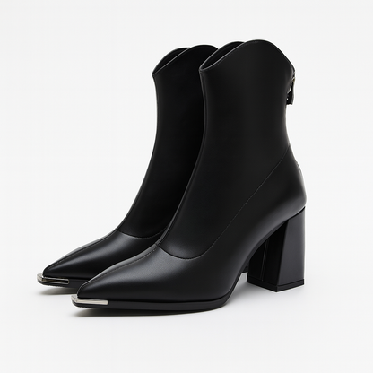 Boots in Imitation Leather with Chrome Toe for Elegant and Striking