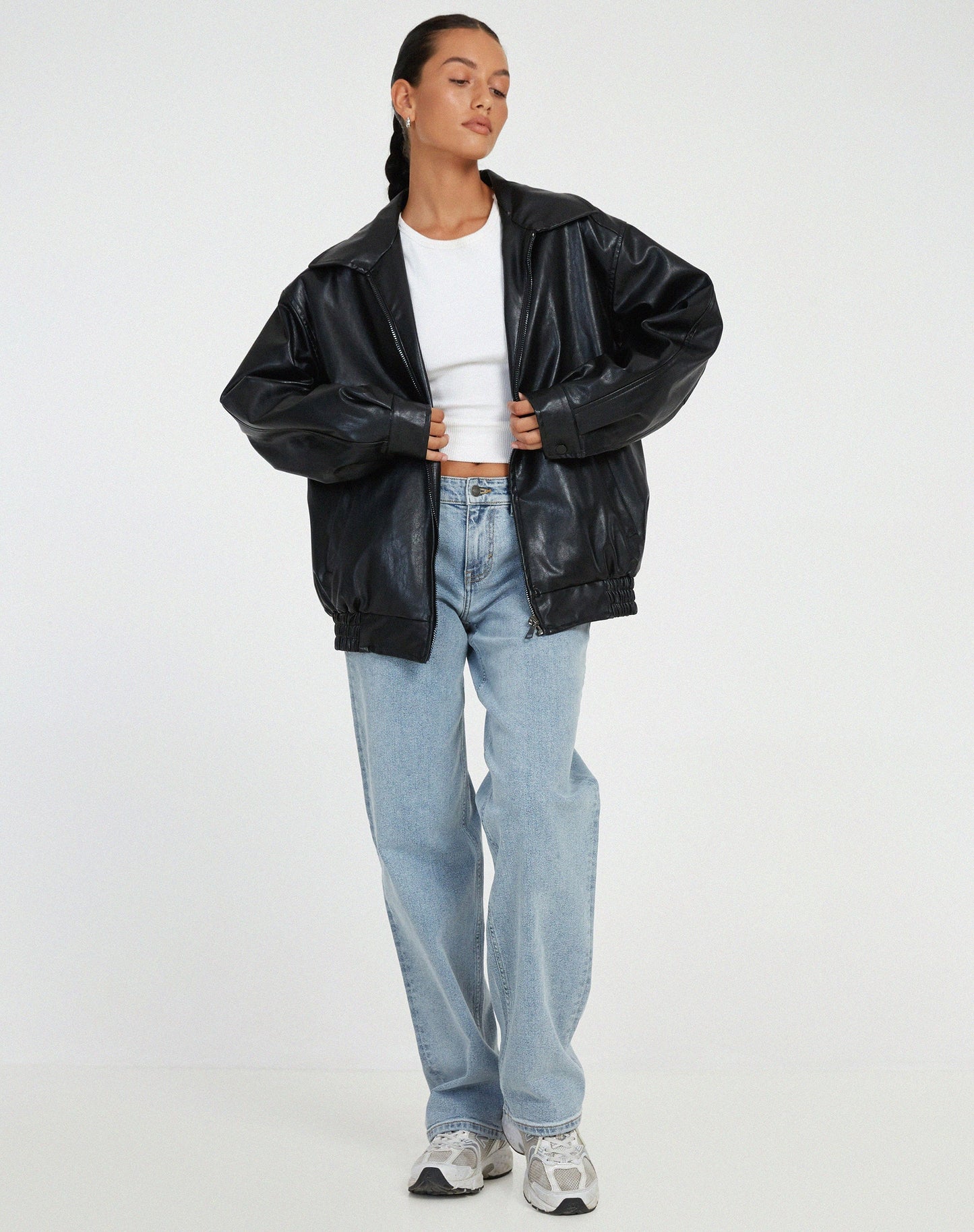 oversized leather jacket
