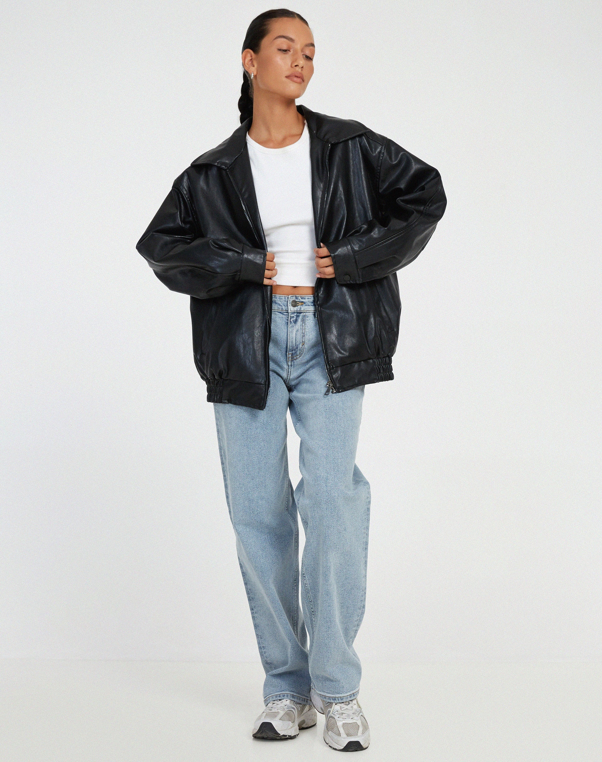 oversized leather jacket
