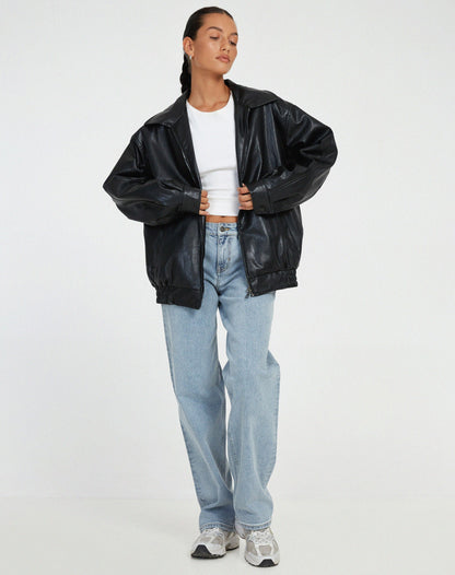 oversized leather jacket