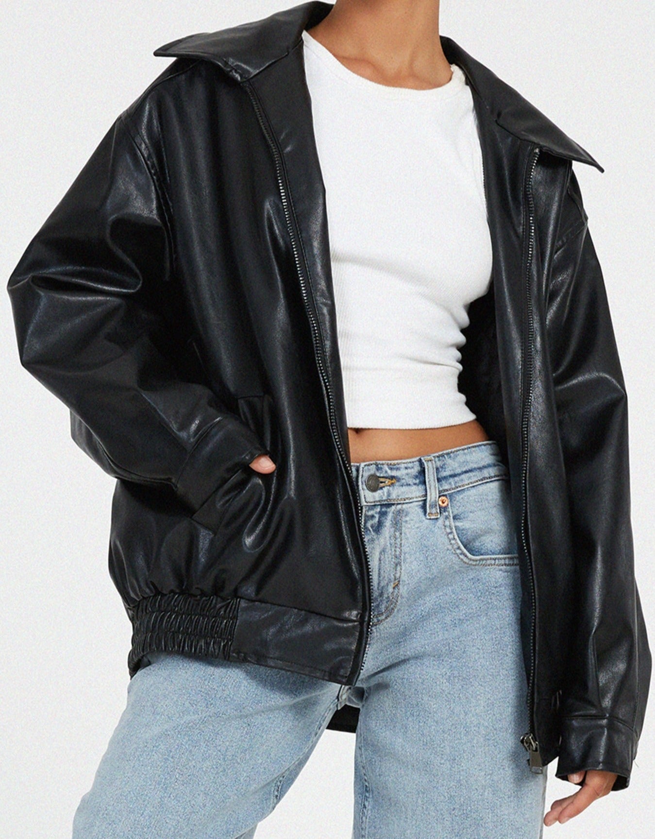 oversized leather jacket
