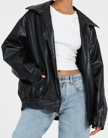 oversized leather jacket