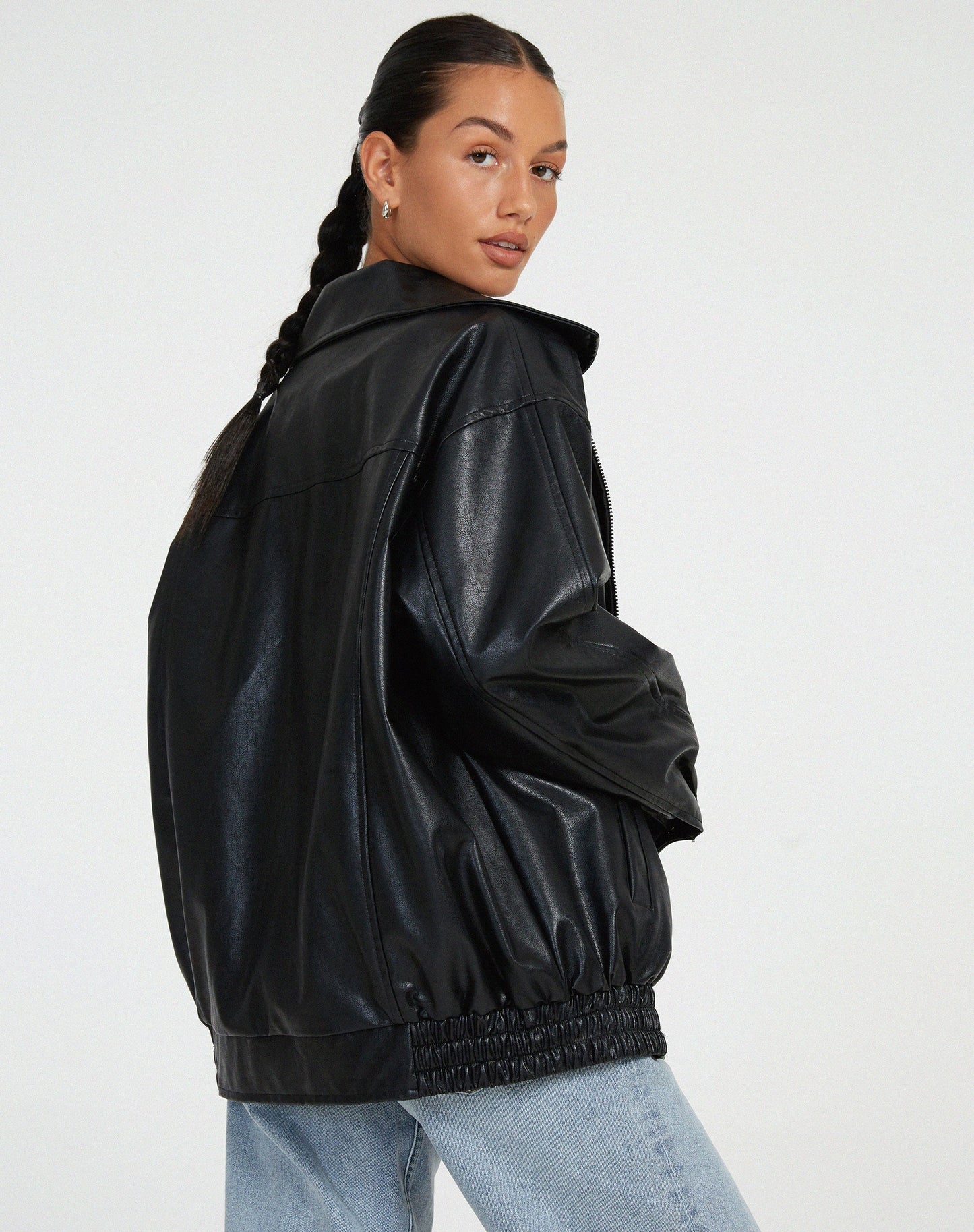 oversized leather jacket