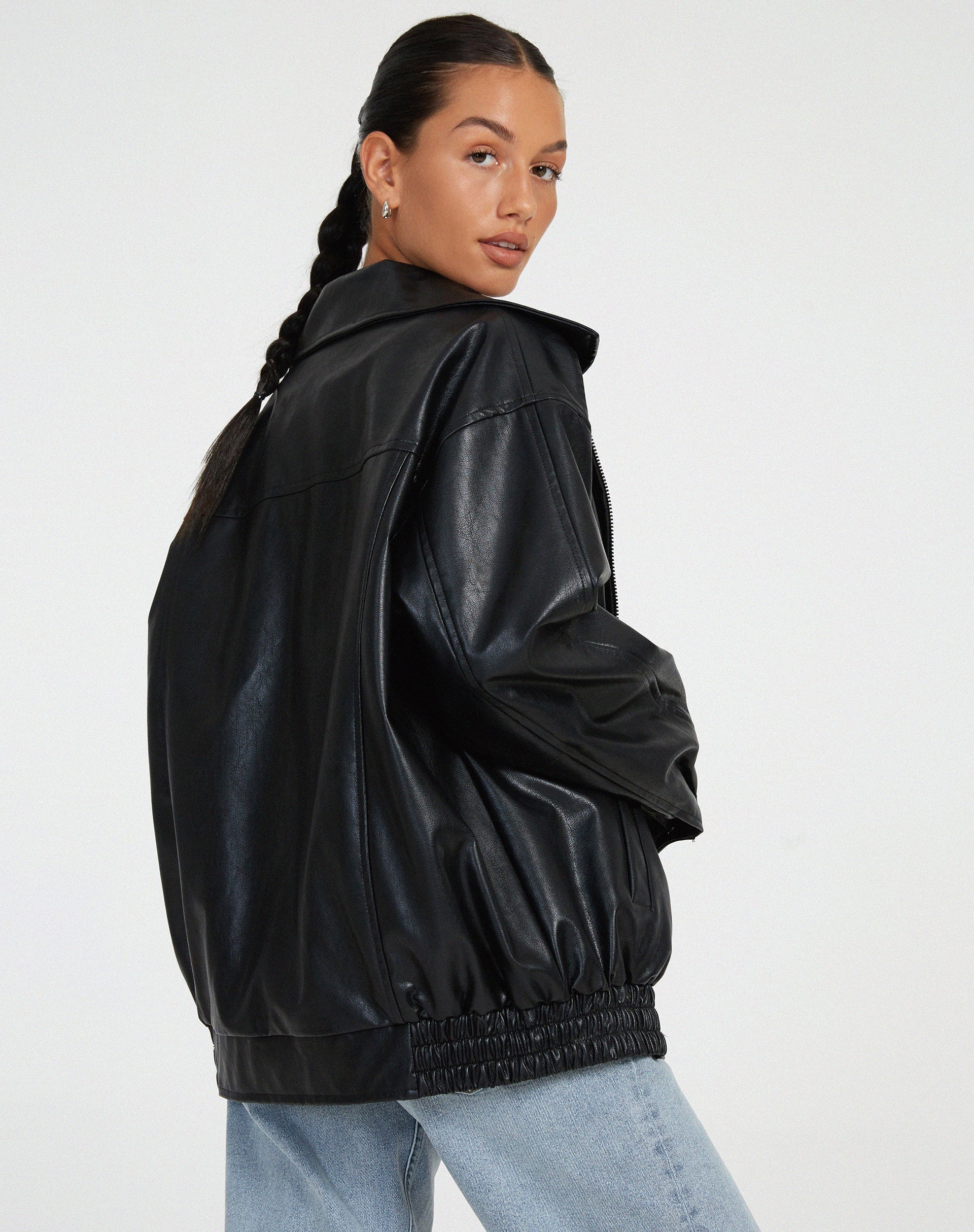 oversized leather jacket