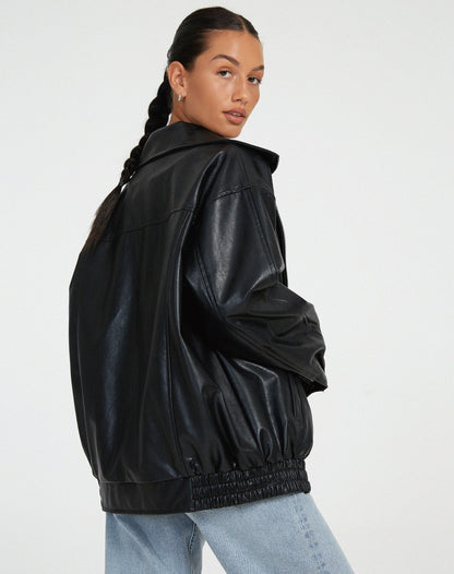 oversized leather jacket