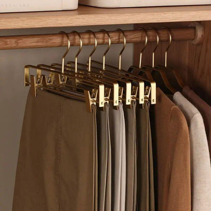 Metal Clothes Hangers for Trousers and Skirts with Non-Slip Clips and Space-Saving Design