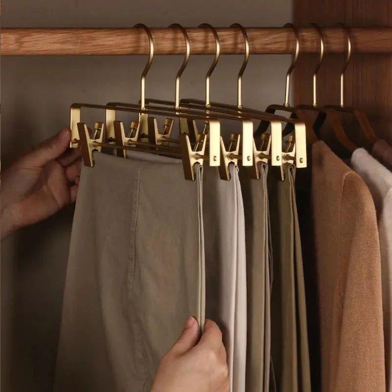 Metal Clothes Hangers for Trousers and Skirts with Non-Slip Clips and Space-Saving Design