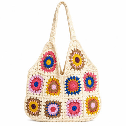 Women's Crochet Tote Bag — Boho Cotton Beach Bag & Shoulder Bag