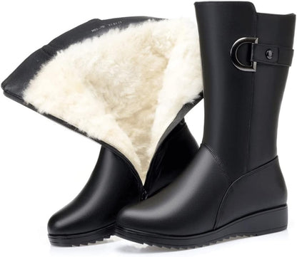 Boots with Ladies' Winter Faux Fur Lining for Waterproof Non-Slip Ankle Boots for Cold Days