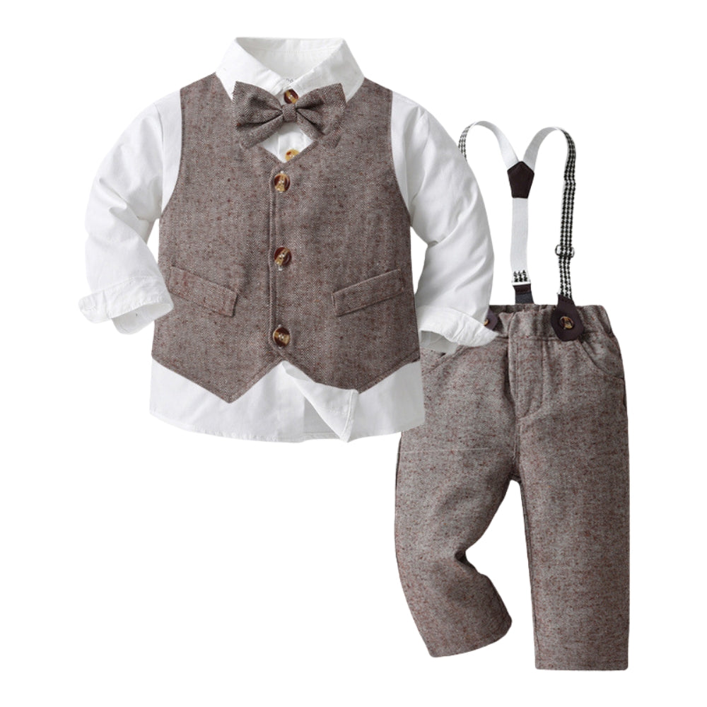 Set with Children's Outfit Design for Toddlers and Kids with Waistcoat and Bow Tie
