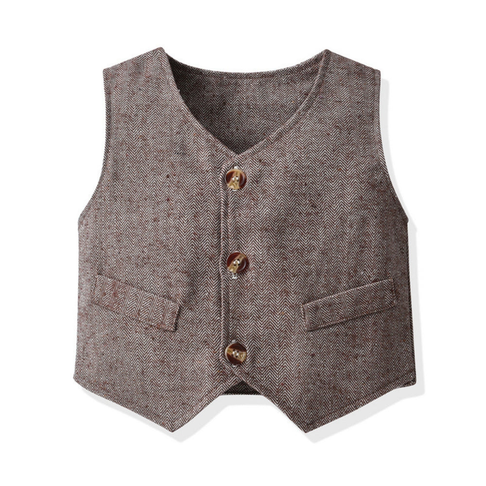 Set with Children's Outfit Design for Toddlers and Kids with Waistcoat and Bow Tie
