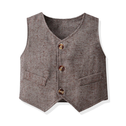 Set with Children's Outfit Design for Toddlers and Kids with Waistcoat and Bow Tie