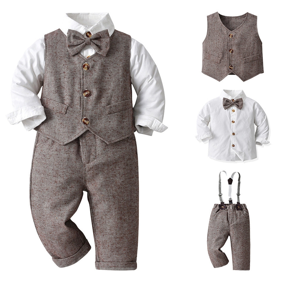 Set with Children's Outfit Design for Toddlers and Kids with Waistcoat and Bow Tie