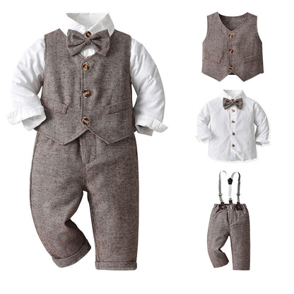 Set with Children's Outfit Design for Toddlers and Kids with Waistcoat and Bow Tie