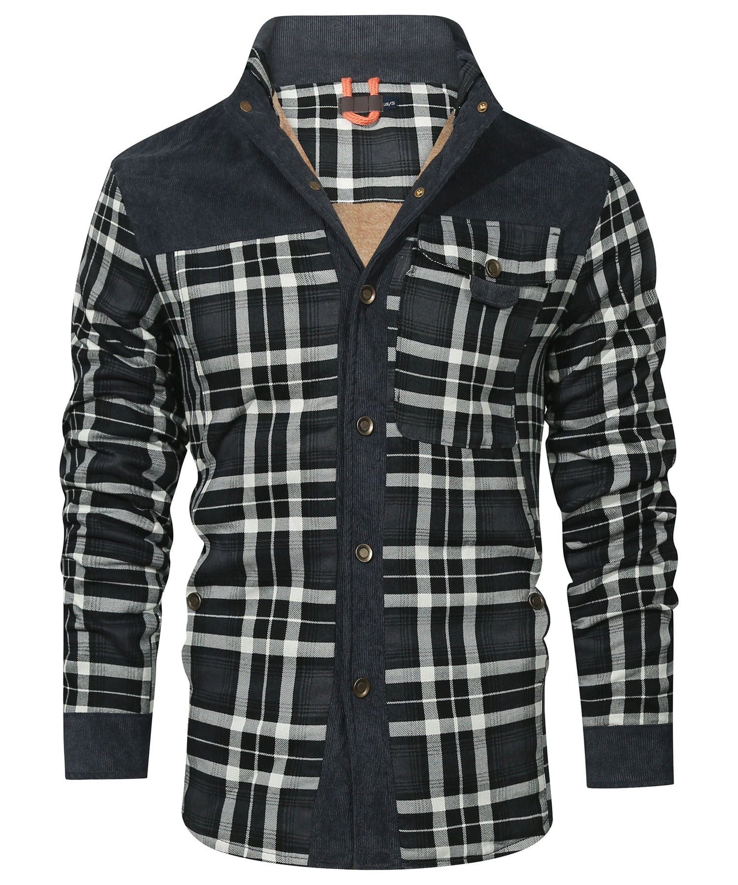 Robust Men's Flannel Coat with Faux Fur Lining for Warm, Durable and Protective