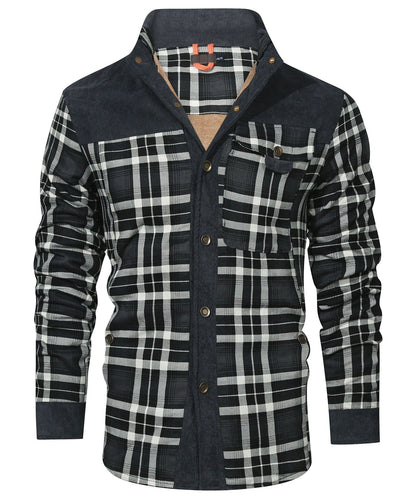 Robust Men's Flannel Coat with Faux Fur Lining for Warm, Durable and Protective