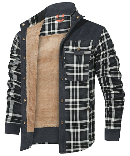 Robust Men's Flannel Coat with Faux Fur Lining for Warm, Durable and Protective