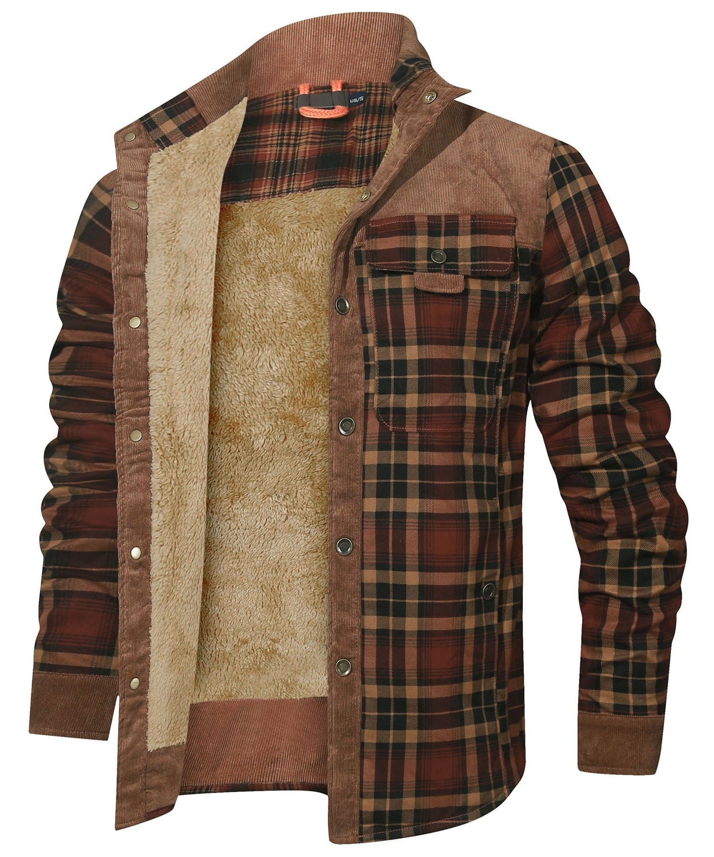 Robust Men's Flannel Coat with Faux Fur Lining for Warm, Durable and Protective