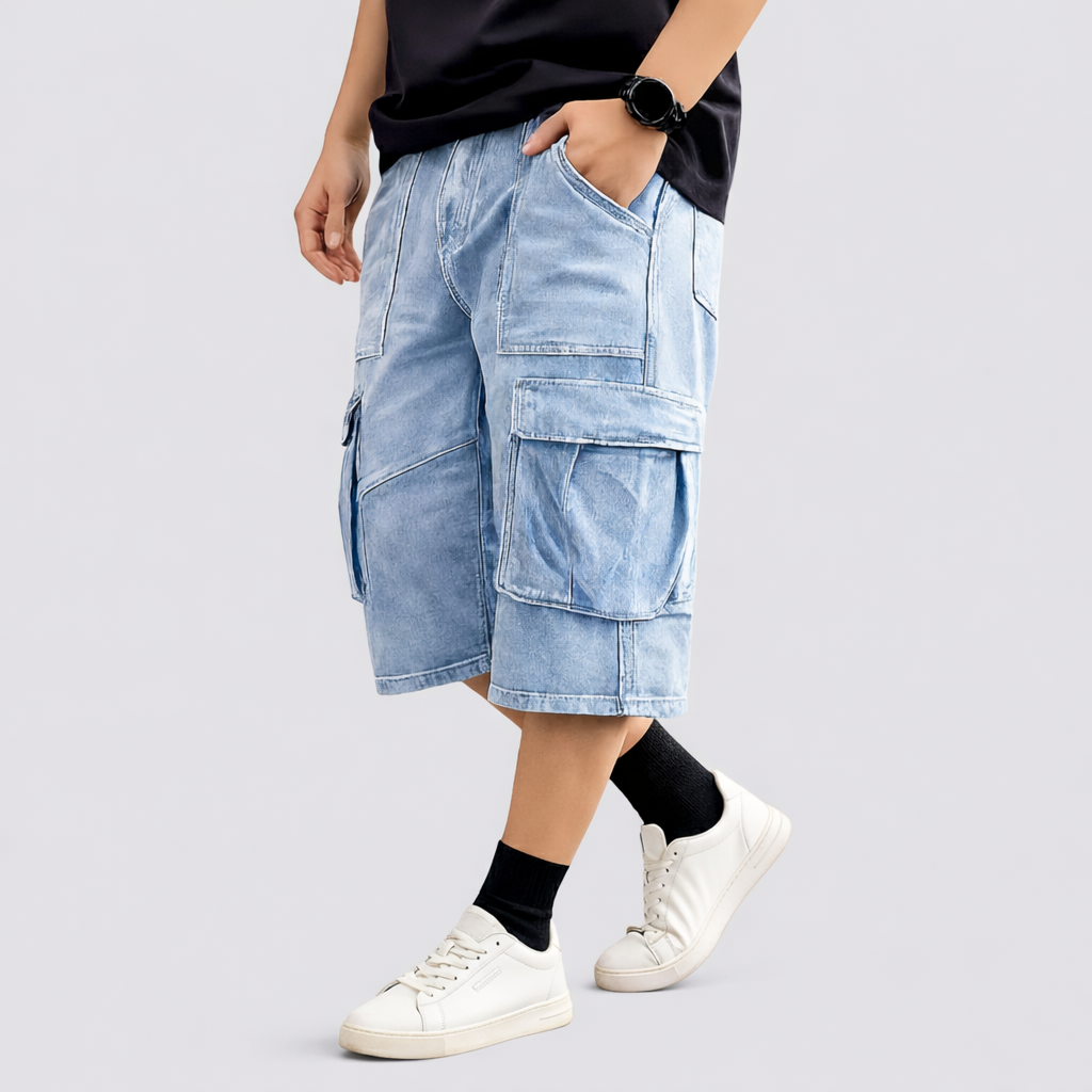 Casual Men's Denim Cargo Shorts for Robust and Practical for Daily Use