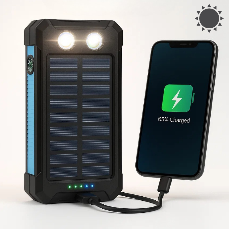 20000mah Solar Power Bank for Waterproof, Rugged & with Torch