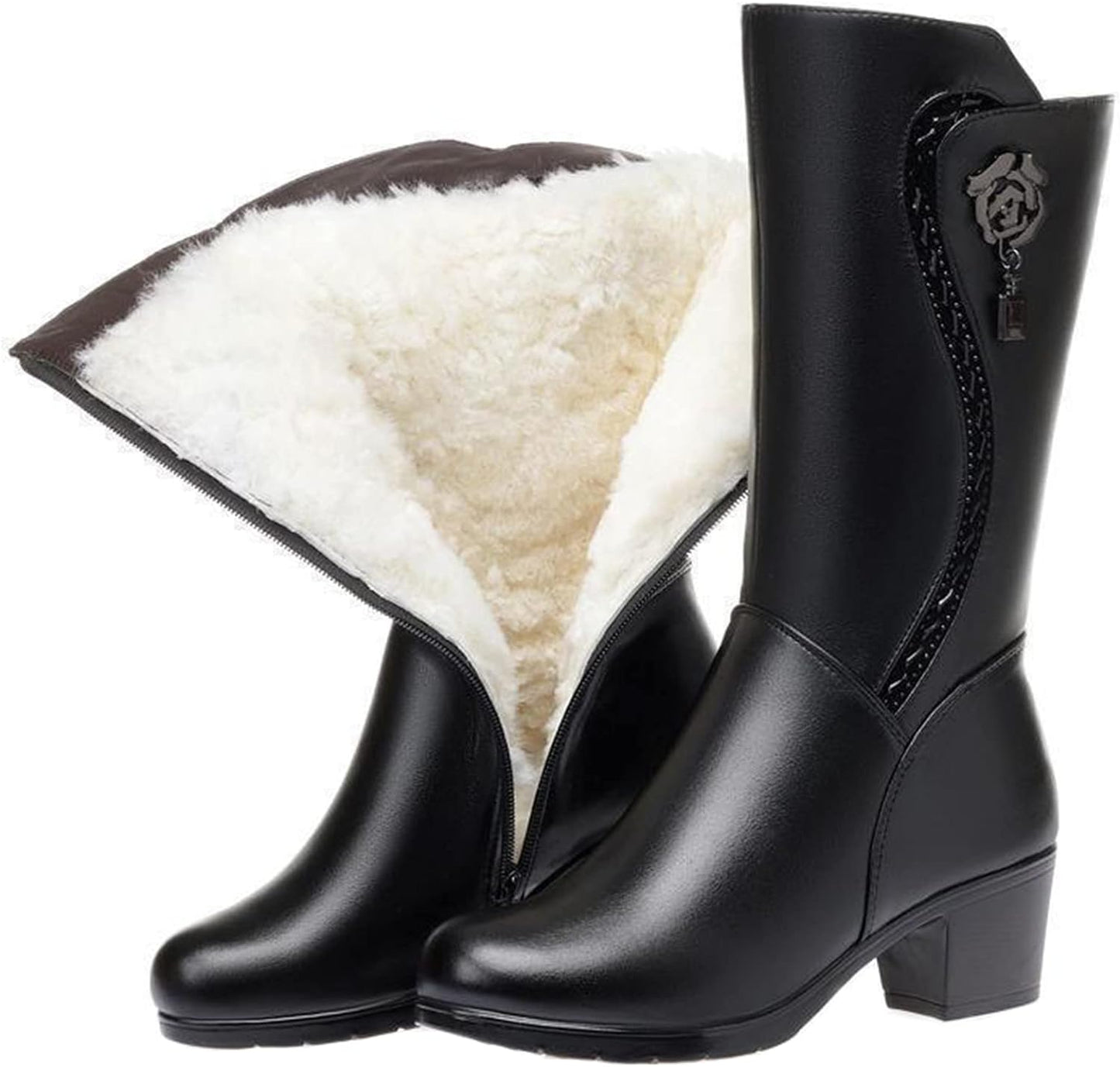 Boots with Ladies' Winter Faux Fur Lining for Waterproof Non-Slip Ankle Boots for Cold Days