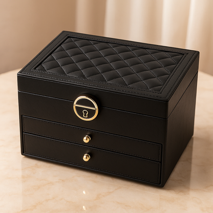 Organiser Multi-Layer Jewellery for Compact Storage Box with Drawers and Lock